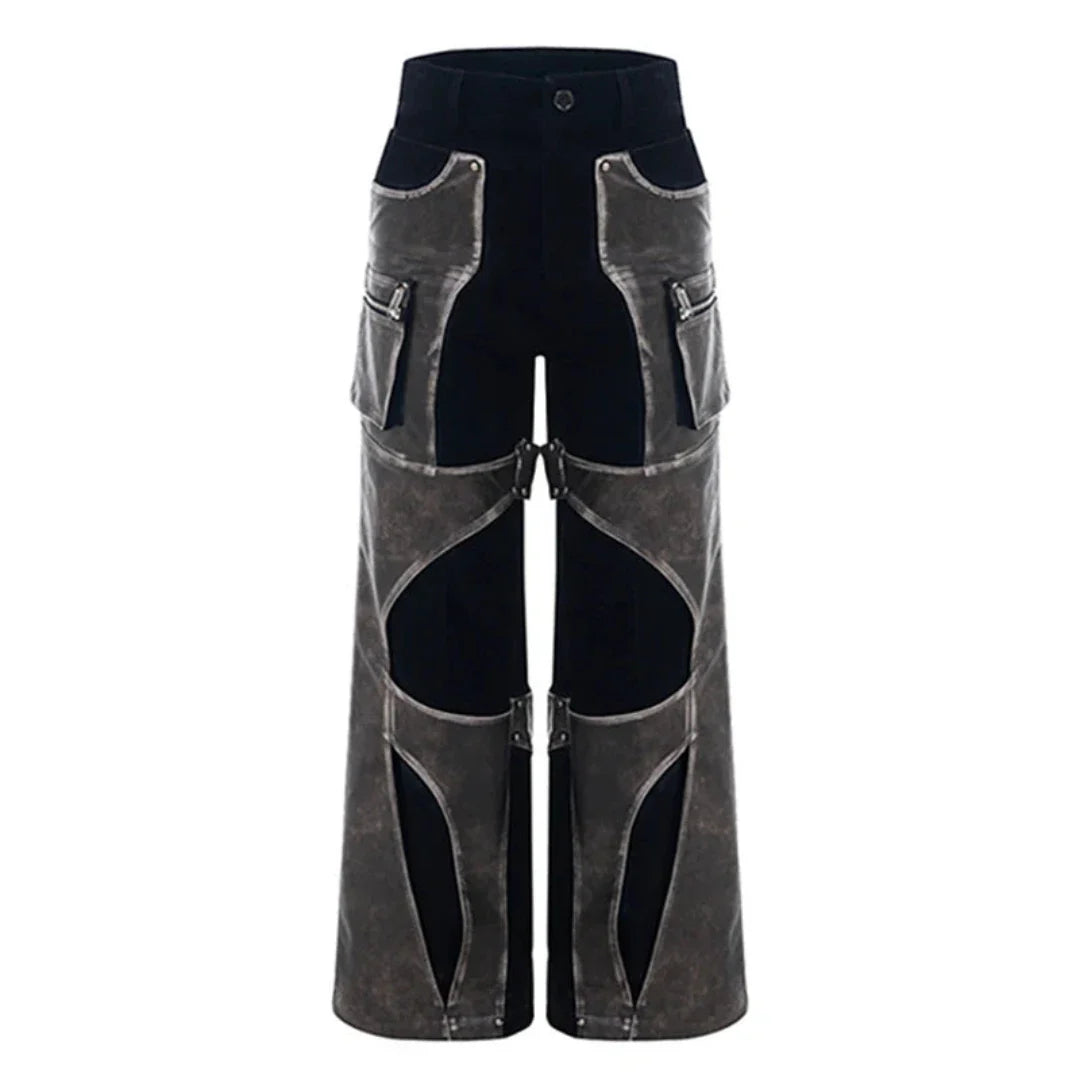Men's Luxury Streetwear Faux Leather Wide Leg Pants