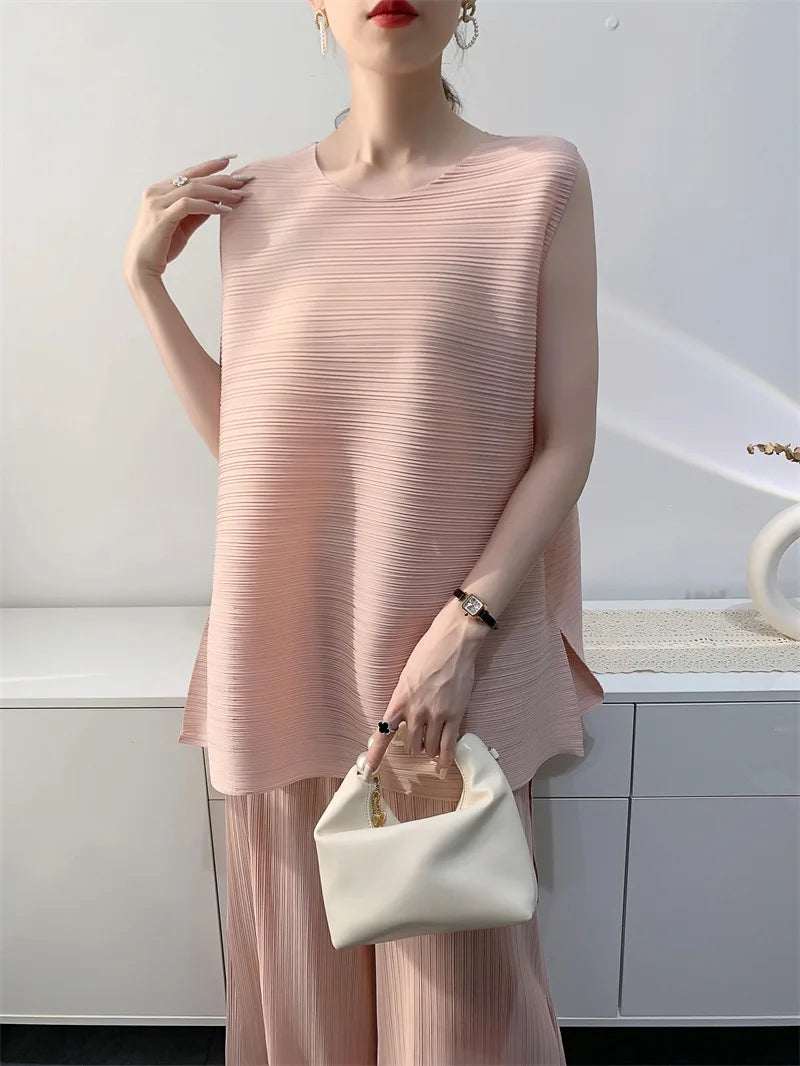 Couture Pleated Sleeveless Top