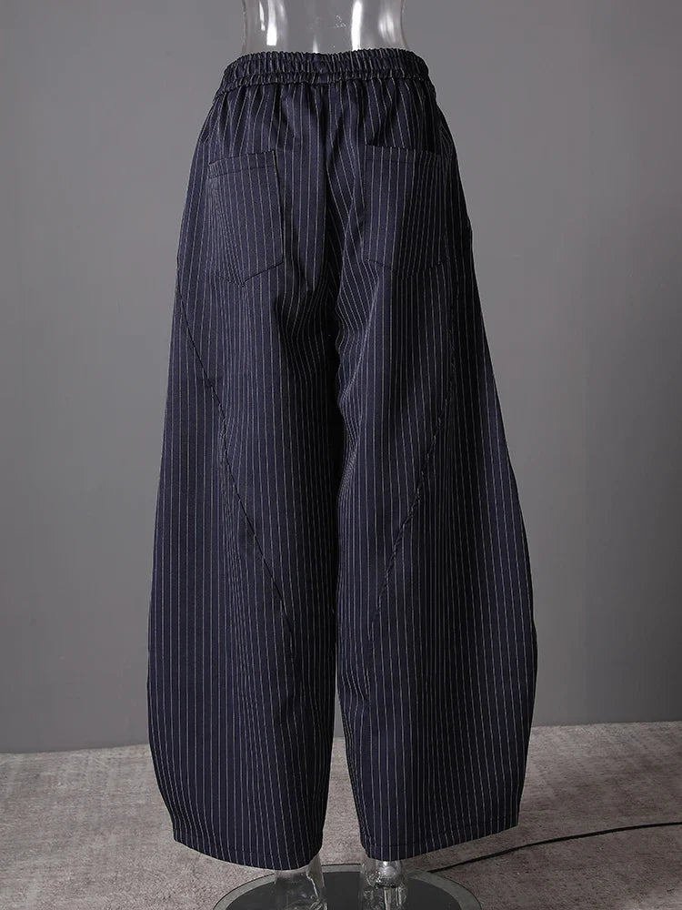 Women's Pinstripe Suit Set - Comfortable Elastic Waistband