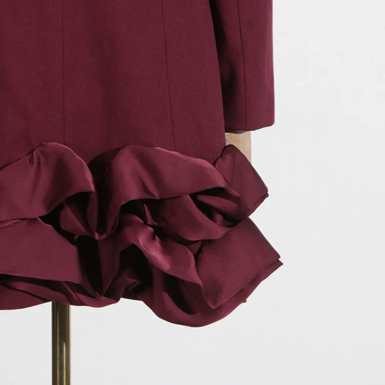 Elegant Ruffle Hem Blazer Dress