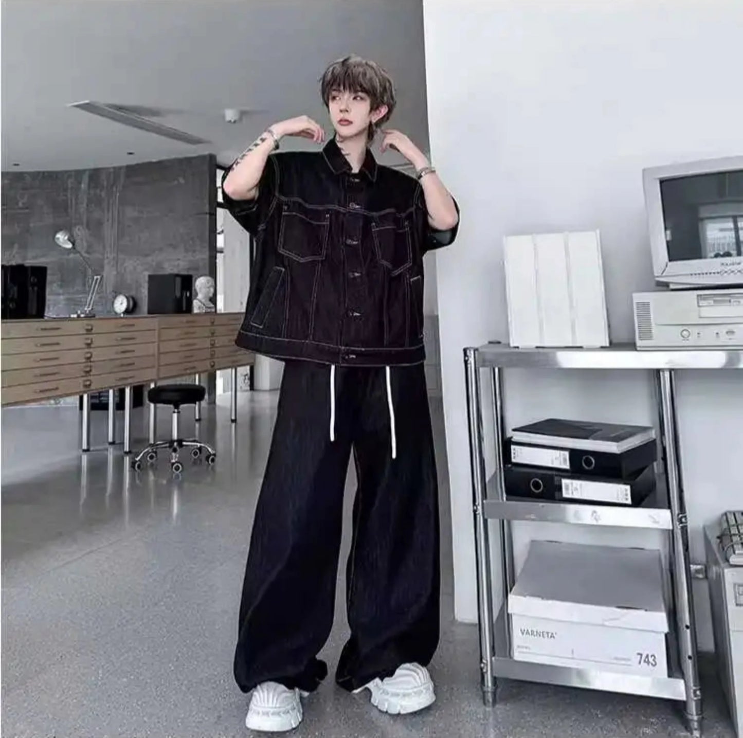 Men's Acid Wash Denim Set