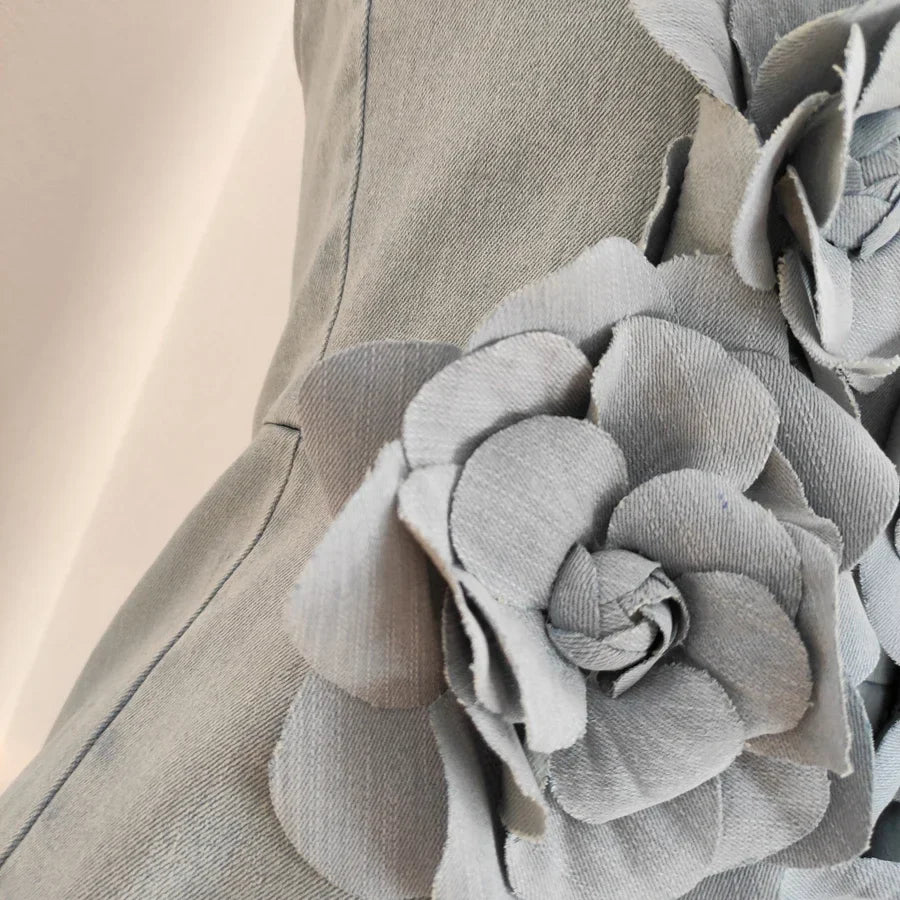 Women's Luxury Denim Floral Jumpsuit