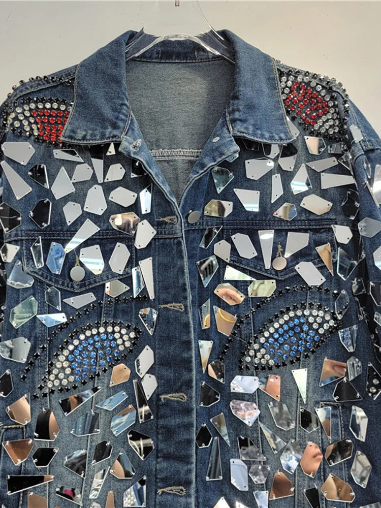 Women's Denim Geometric Mirrors Jacket