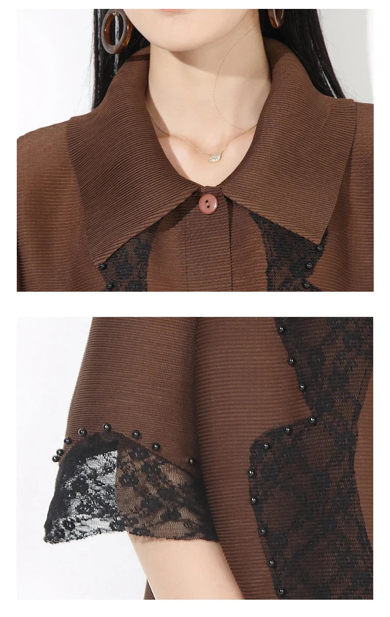 Luxury Petite Pleated Lace Pant Set