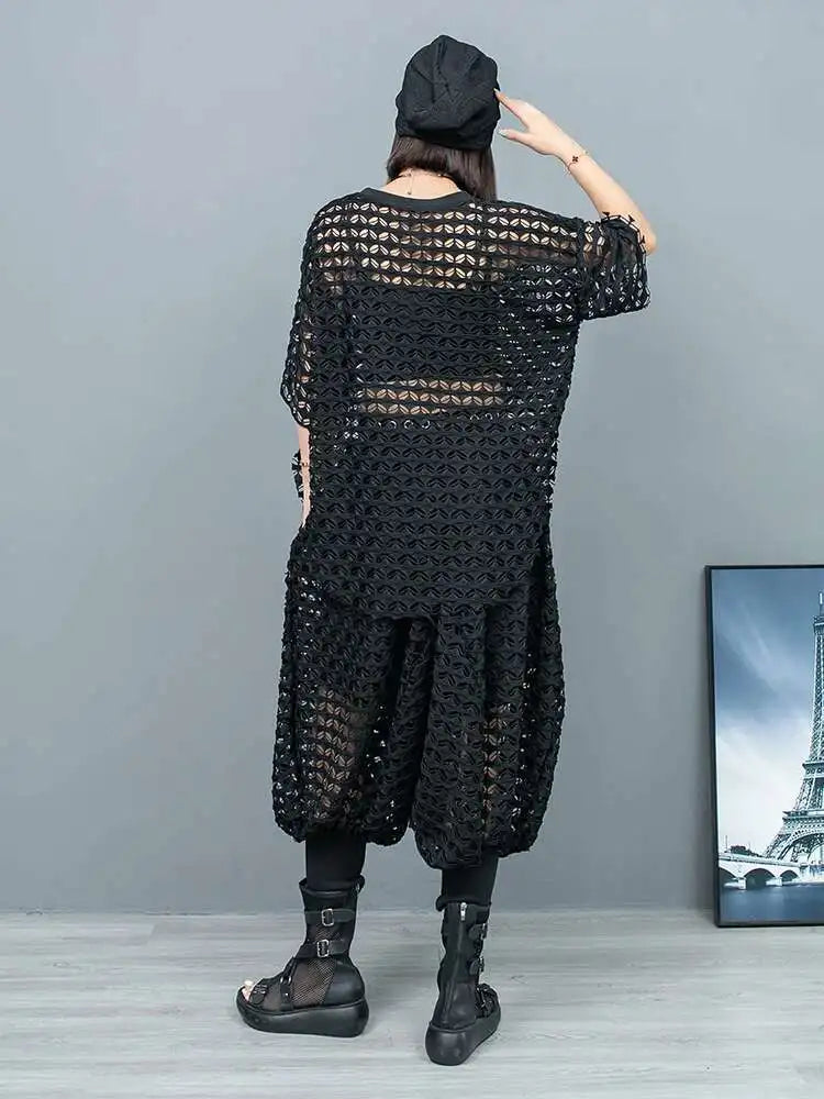 Elegant Mesh Harem Pants & Top Set