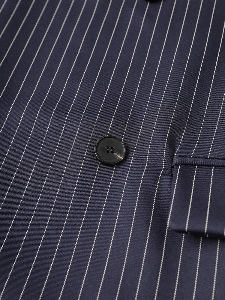 Women's Pinstripe Suit Set - Comfortable Elastic Waistband