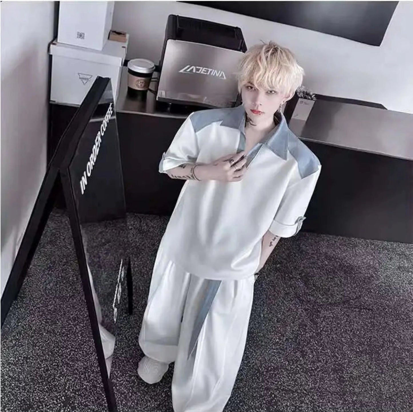 Men's Cotton Wide Leg Pant Set