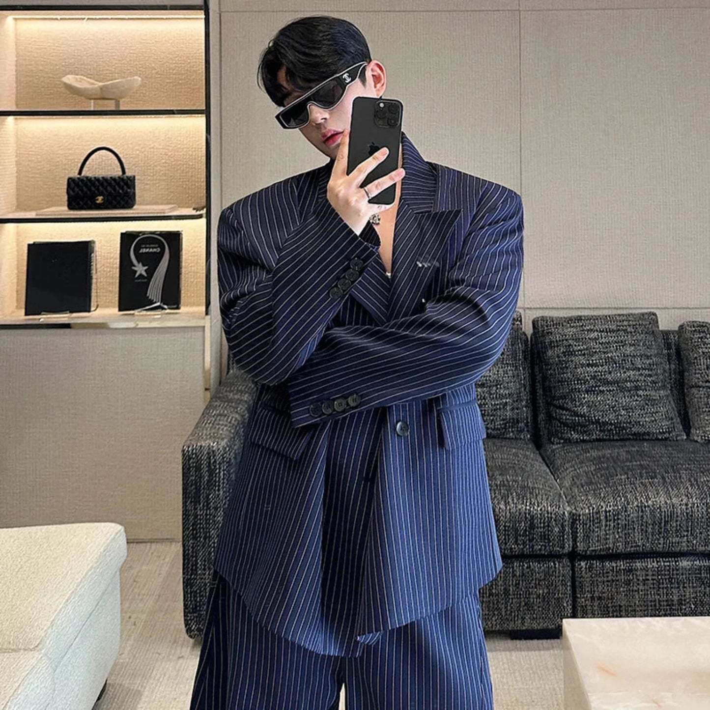 Men's Pinstripe Relaxed Fit Suit