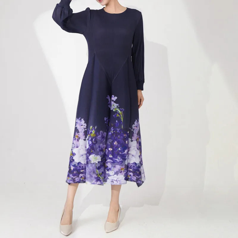 Elegant Pleated Dress - Premium Floral Design