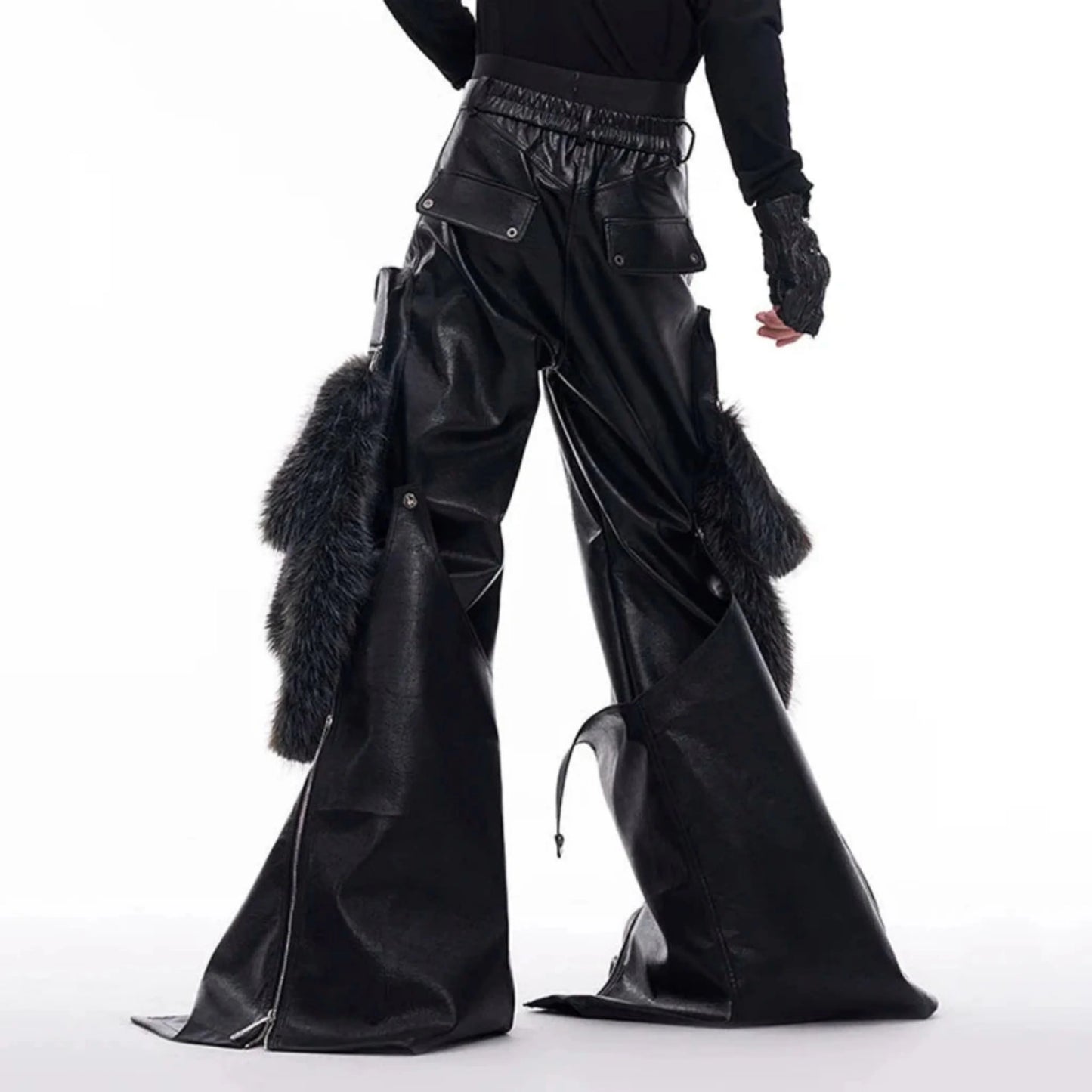 High-End Men's Vegan Leather Cargo Pants