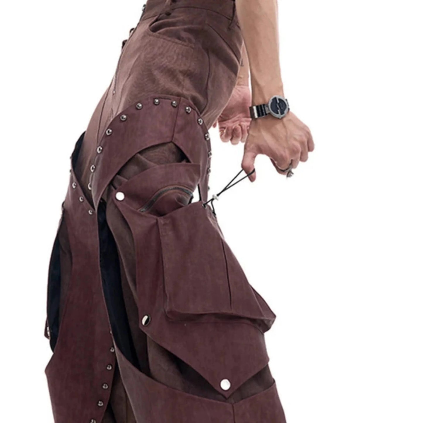 Men's Western Suede Cargo Baggy Pants