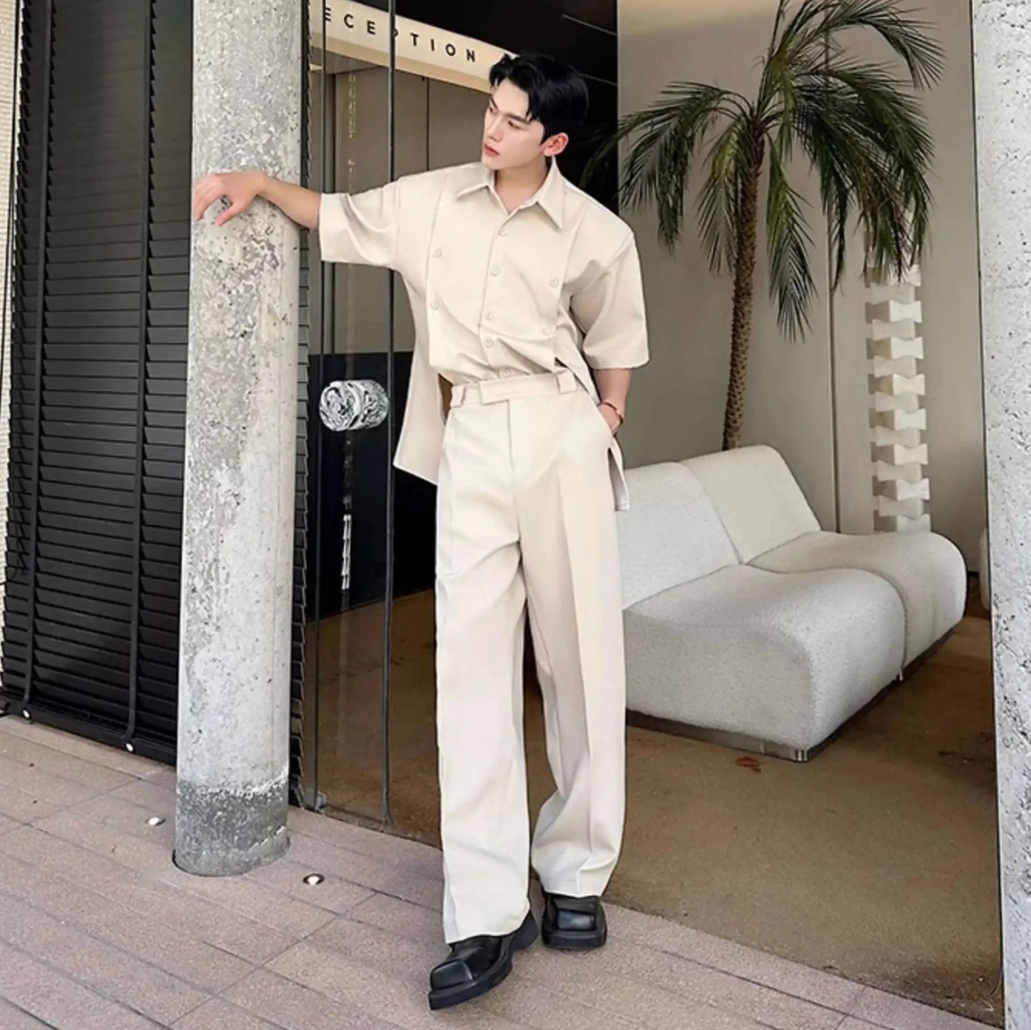 Men's Avant-Garde Short Sleeve Suit Set
