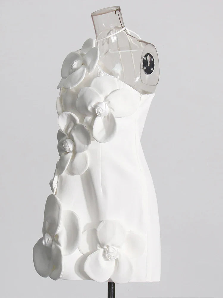 Floral Mini Dress - One-Shoulder Elegance