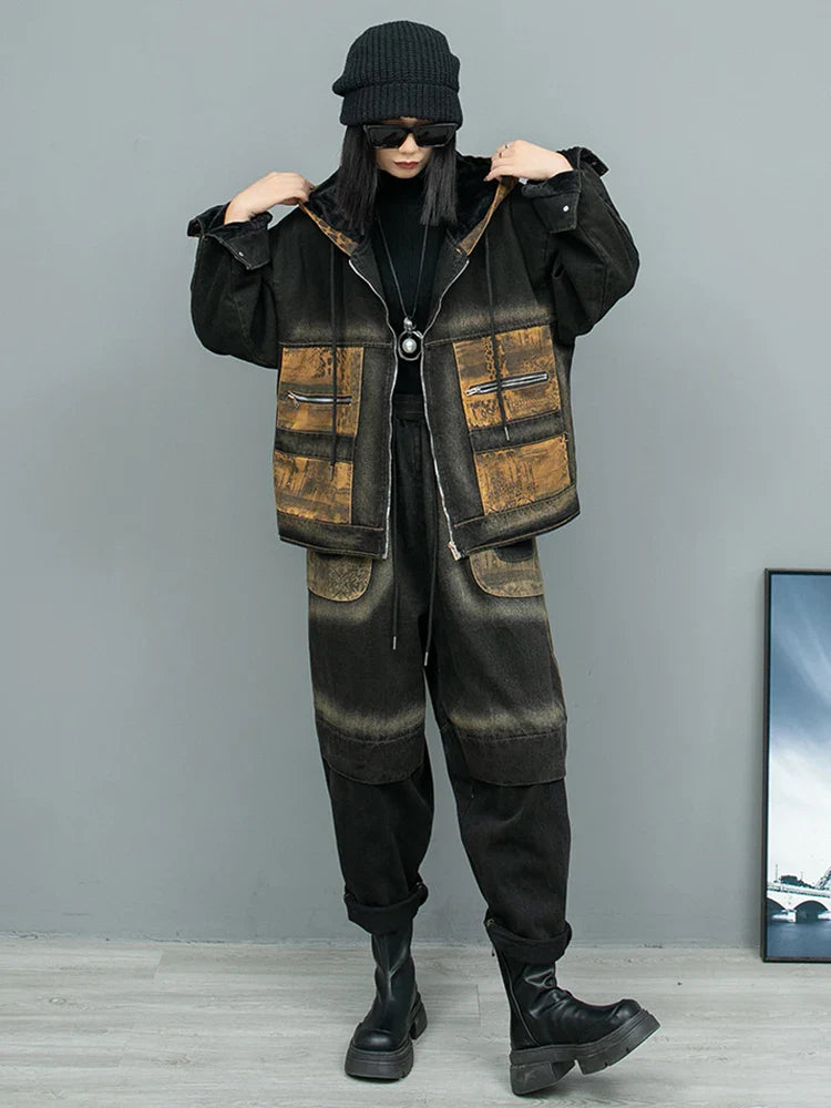 Luxe Bohemian Raw Denim Jacket & Pant Set