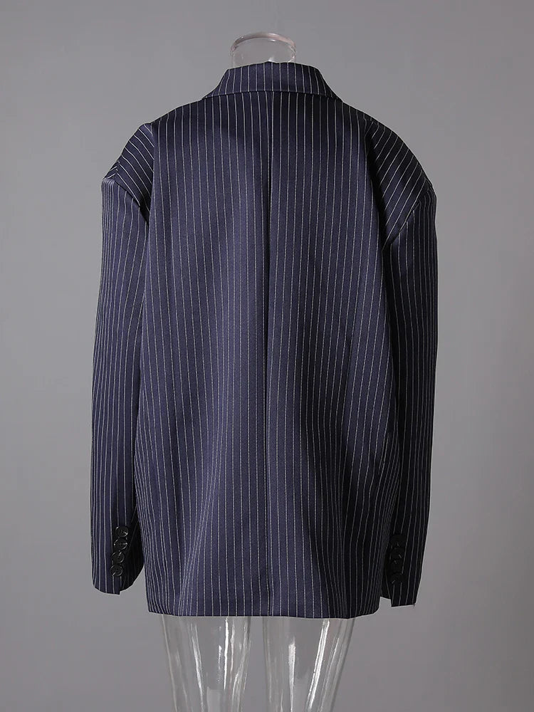 Women's Pinstripe Suit Set - Comfortable Elastic Waistband