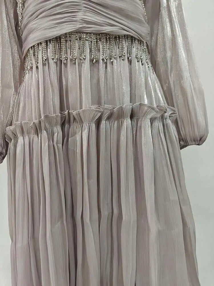 Beaded Midi High Waisted Dress
