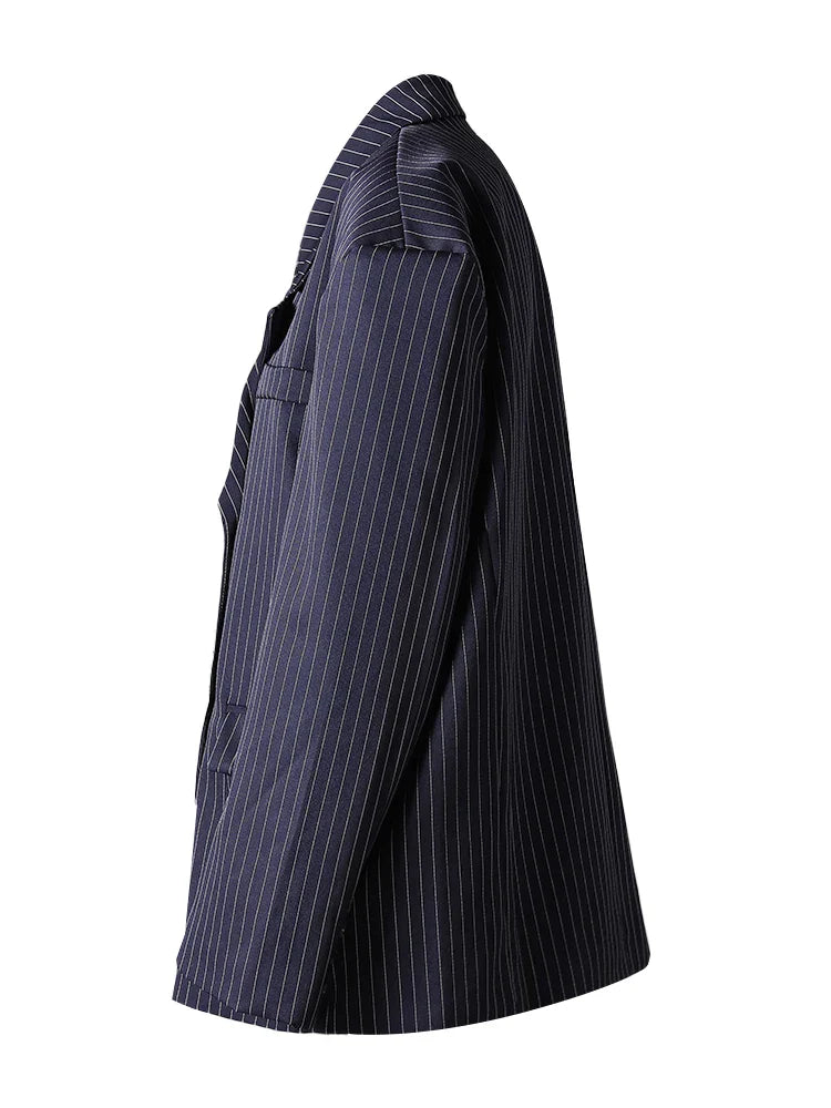 Women's Pinstripe Suit Set - Comfortable Elastic Waistband