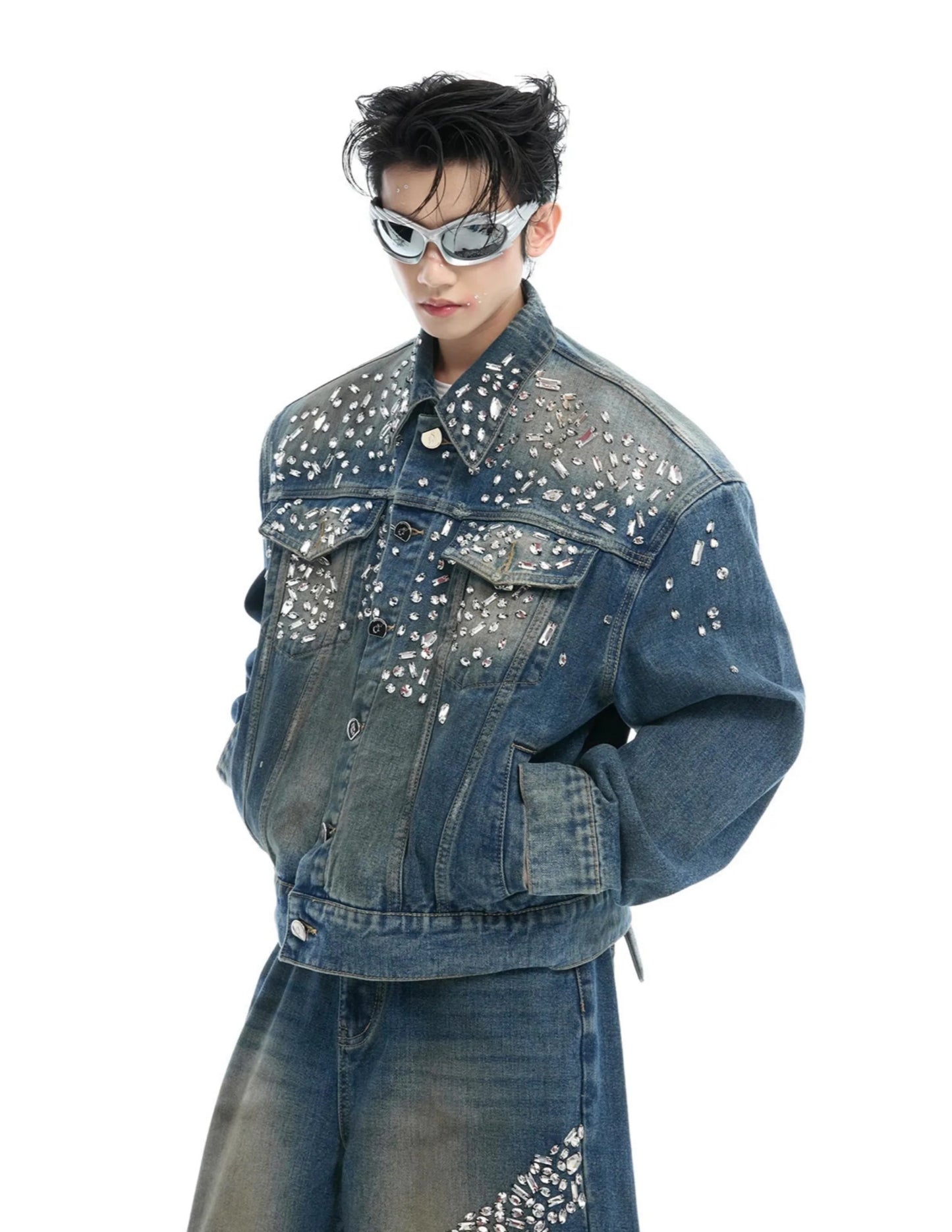 Men's Embellished Denim Trucker Jacket