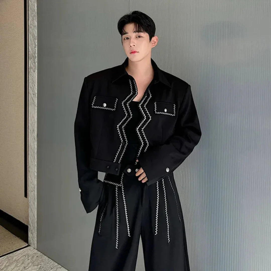 Men's 2 Piece Cropped Jacket + Pants Suit Set