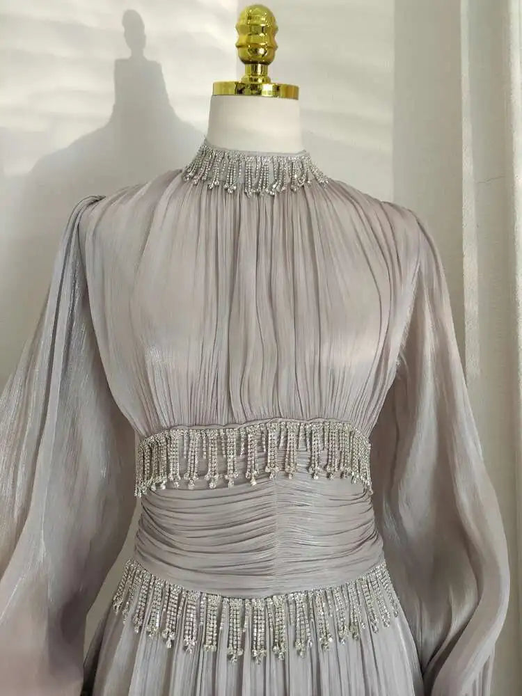 Beaded Midi High Waisted Dress