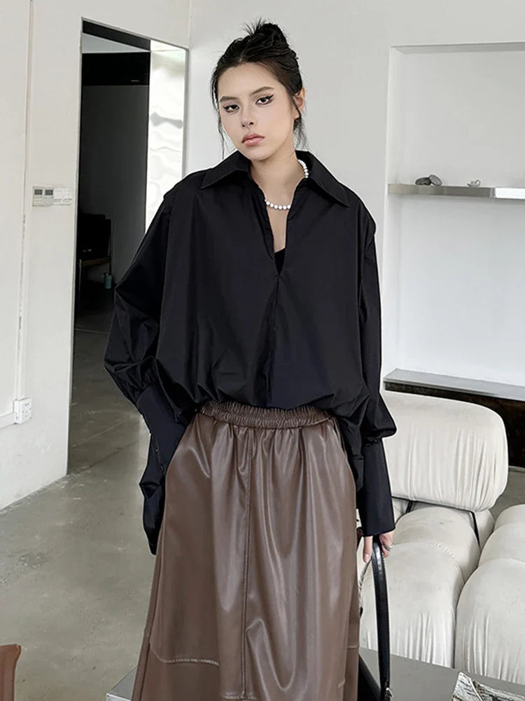 Voluminous Sculptural Draped White Blouse