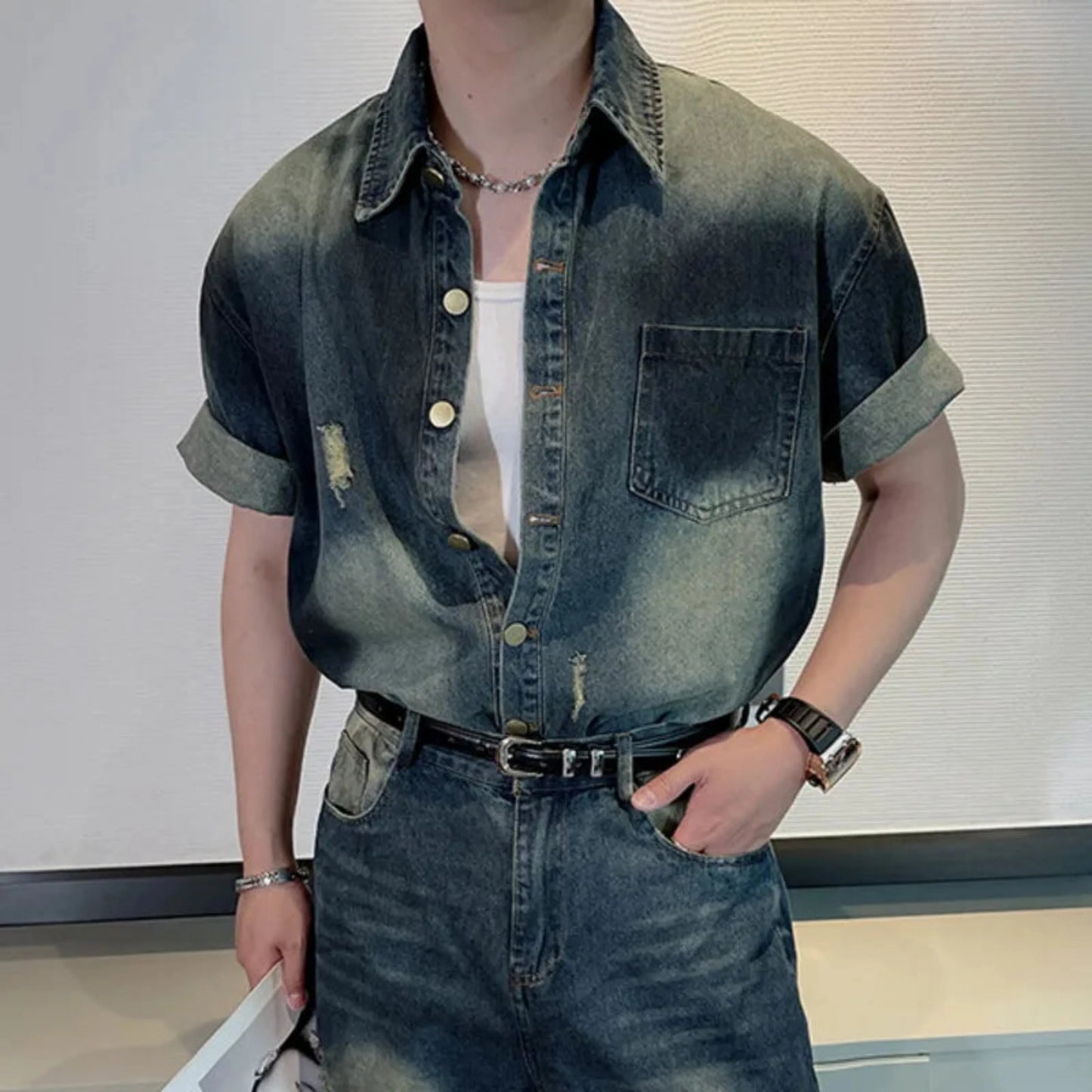 Men's Bleached Oversized Denim Set