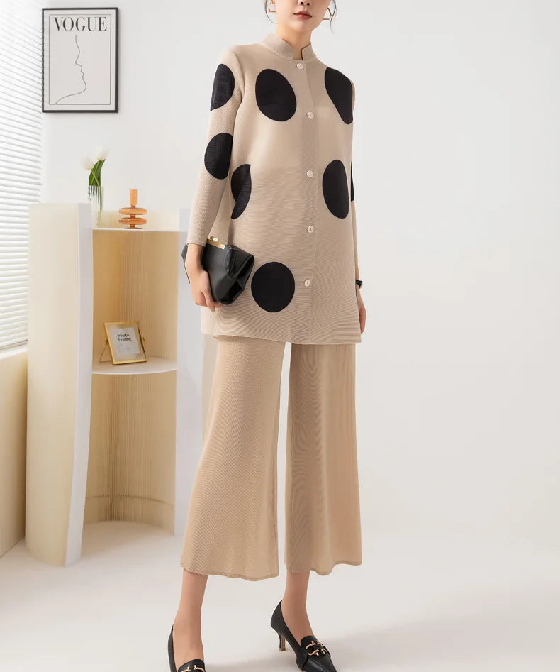 Japanese Pleated Polka Dot Pant Set