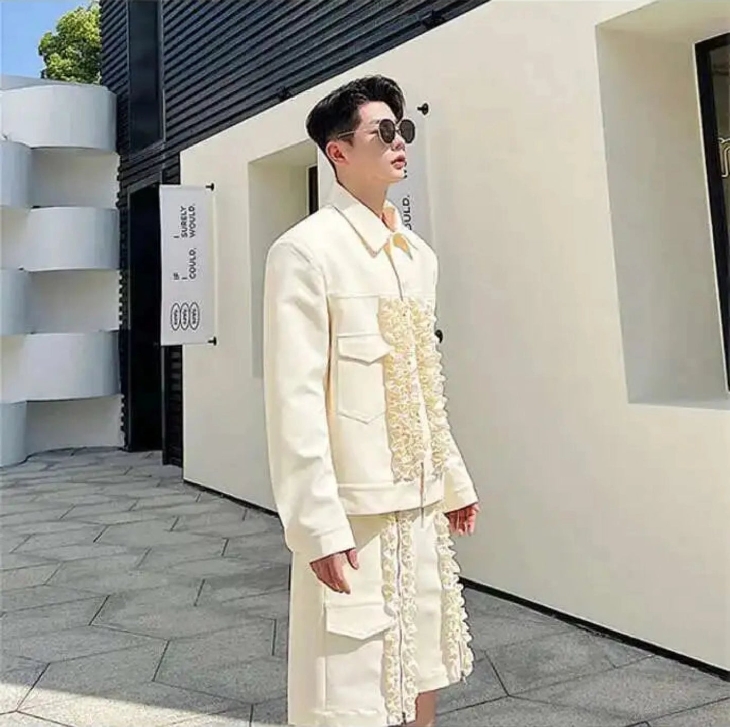 Men's Luxury Embroidered Shorts Set
