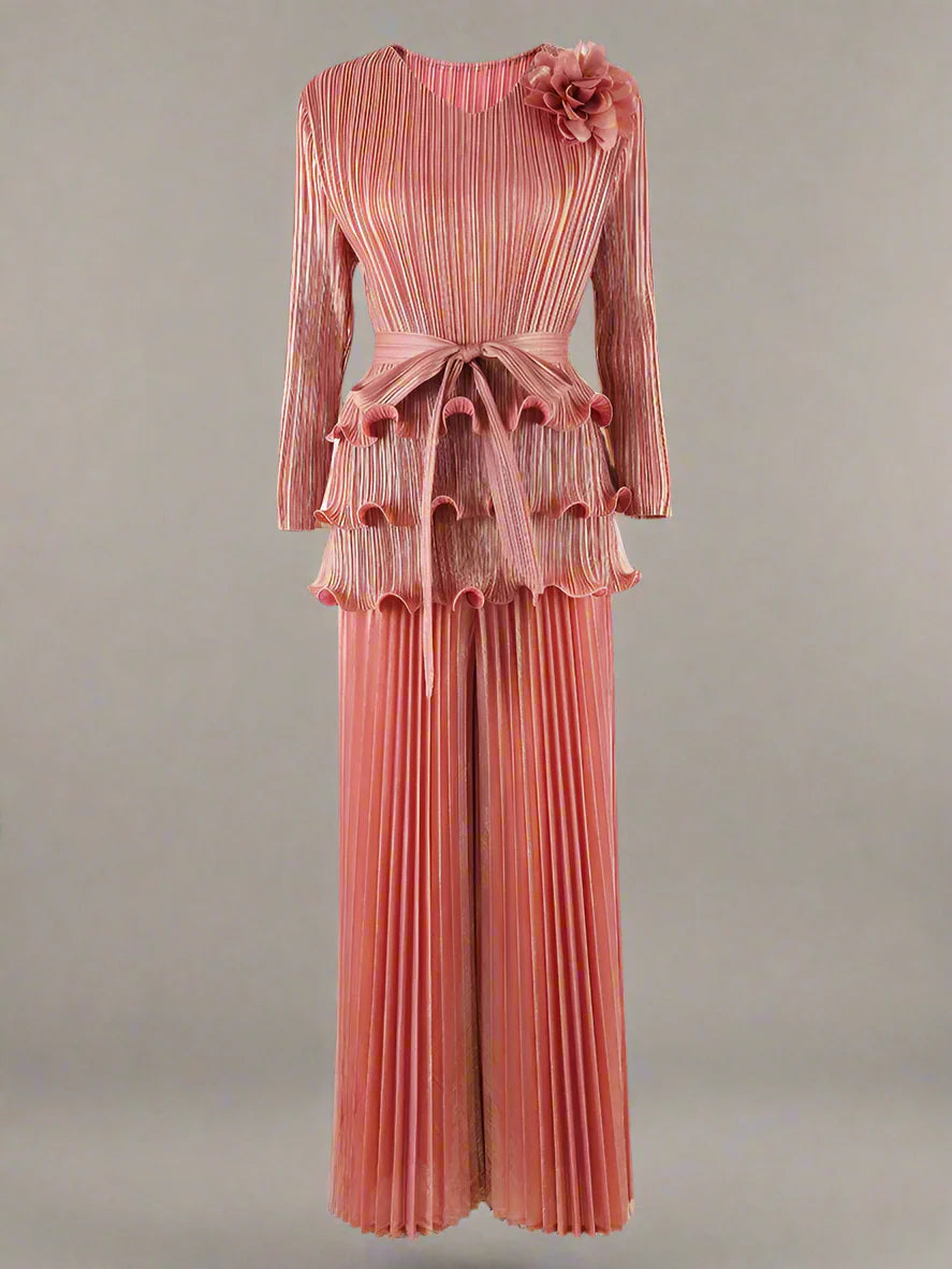 Couture Ruffle Japanese Pleated 2-Piece Set