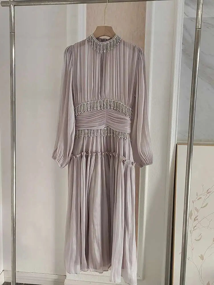Beaded Midi High Waisted Dress