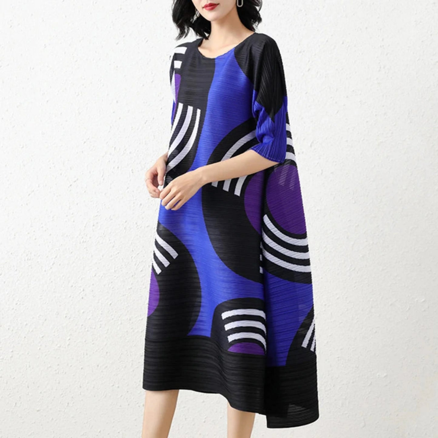 Luxury Geometric Pleated Dress