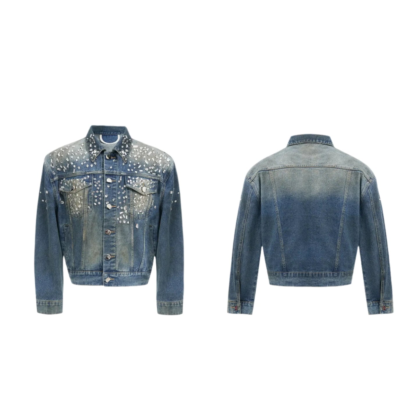 Men's Embellished Denim Trucker Jacket