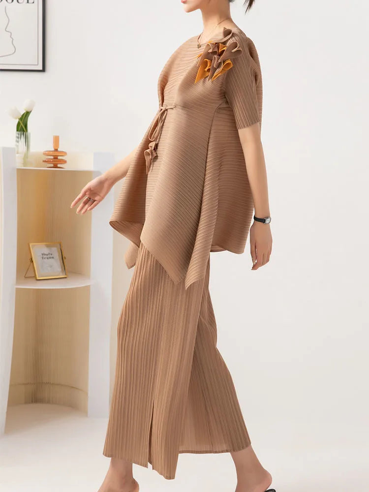 Comfort Pleated Sculptural Pull-On Pant & Top Set