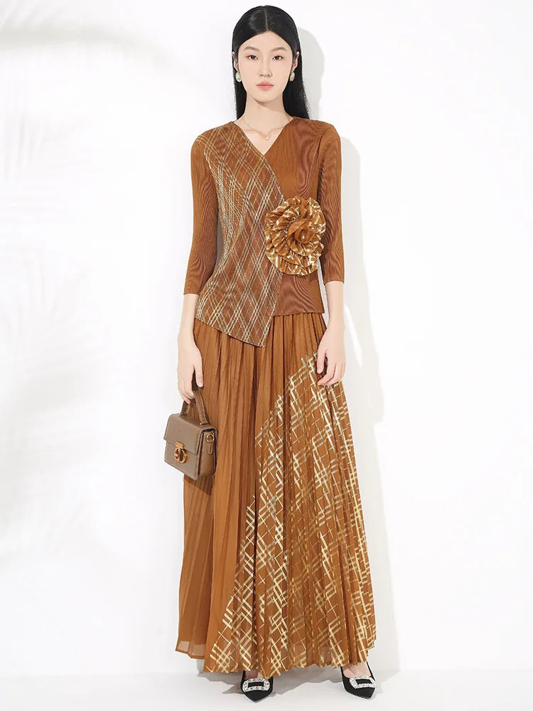 Luxury Petite Pleated Skirt Set