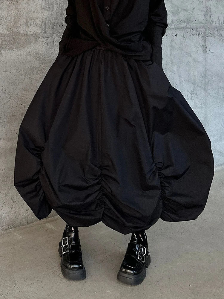 Luxury Black Unique Voluminous Scrunch Skirt