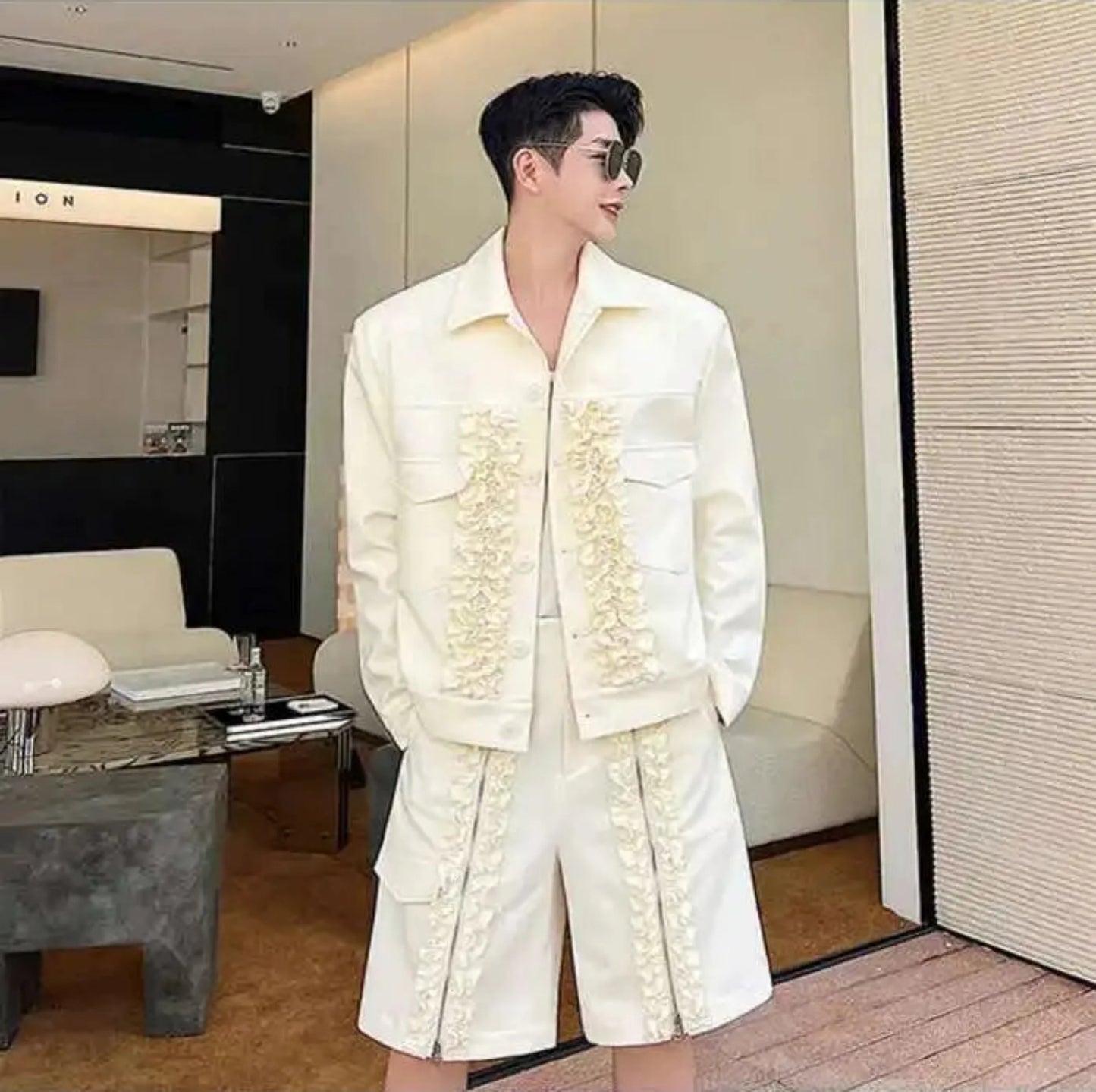 Men's Luxury Embroidered Shorts Set