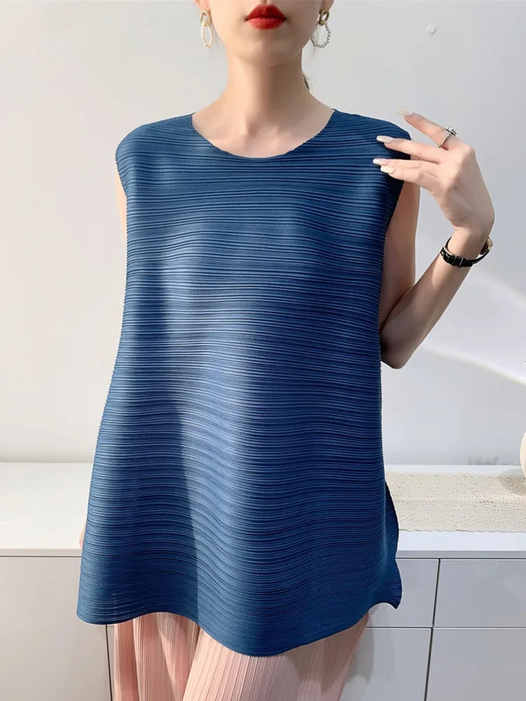 Couture Pleated Sleeveless Top