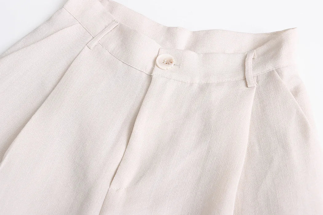 Linen Button-Up Shirt & Wide-Leg Trousers Set