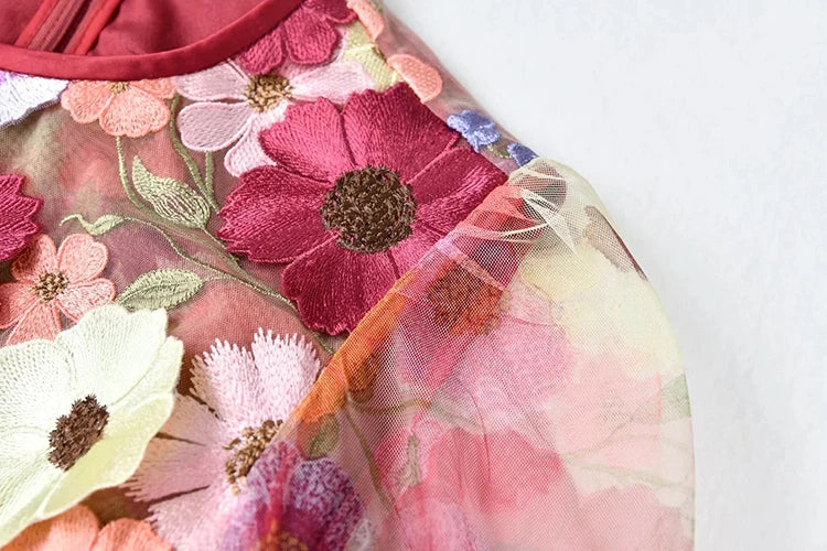 Floral Ruffle Midi Dress | Romantic Gown