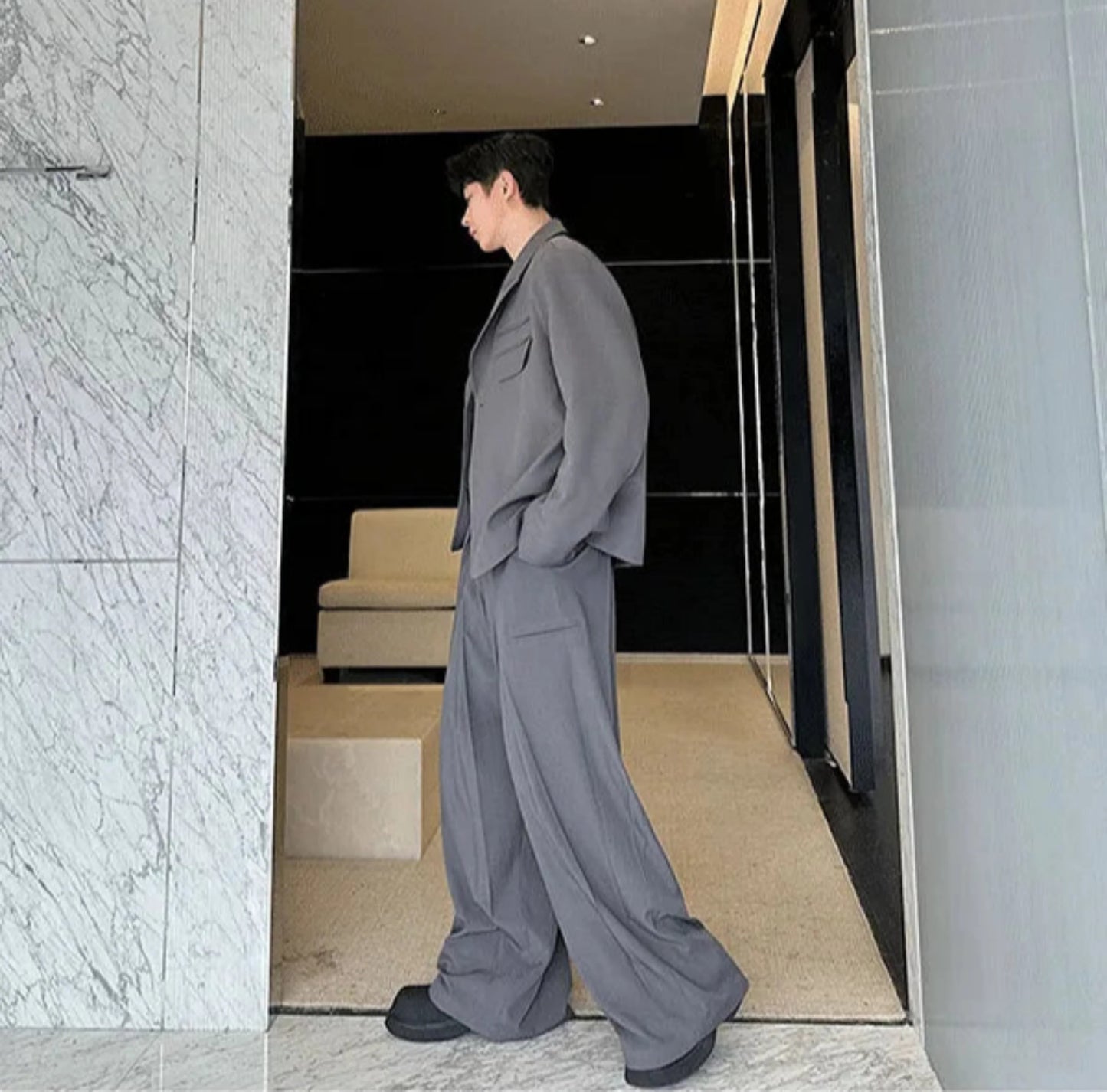 Men's Oversized Suit with Wide Leg Trousers