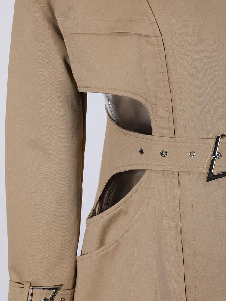 Luxury Avant-Garde Belted Trench Coat