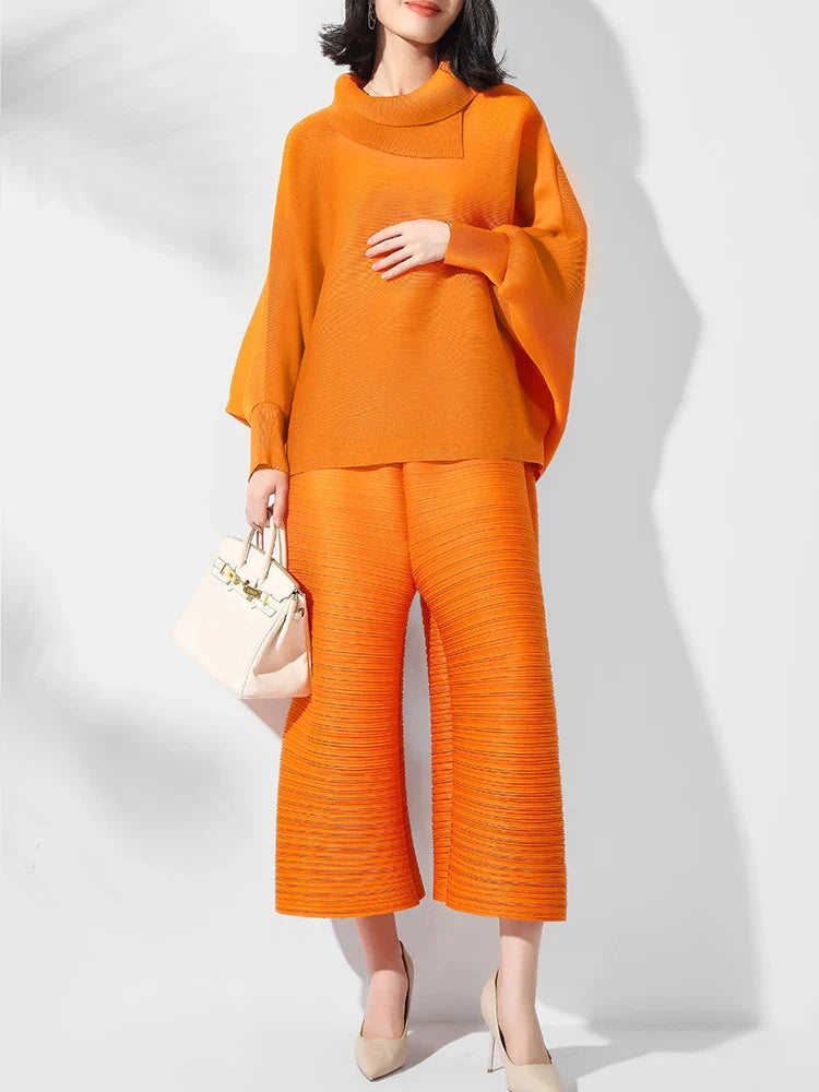 Designer Pleated Culotte Trousers & Top Set