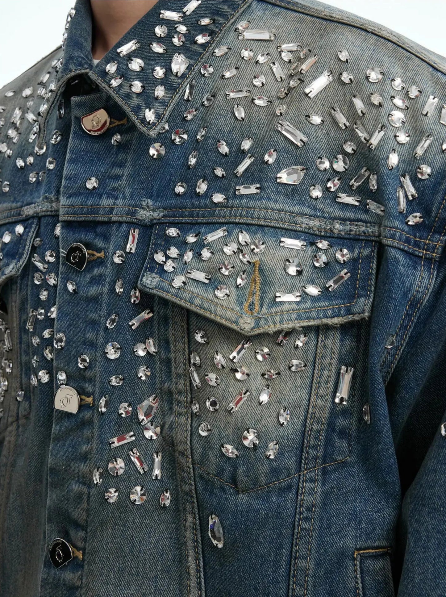 Men's Embellished Denim Trucker Jacket