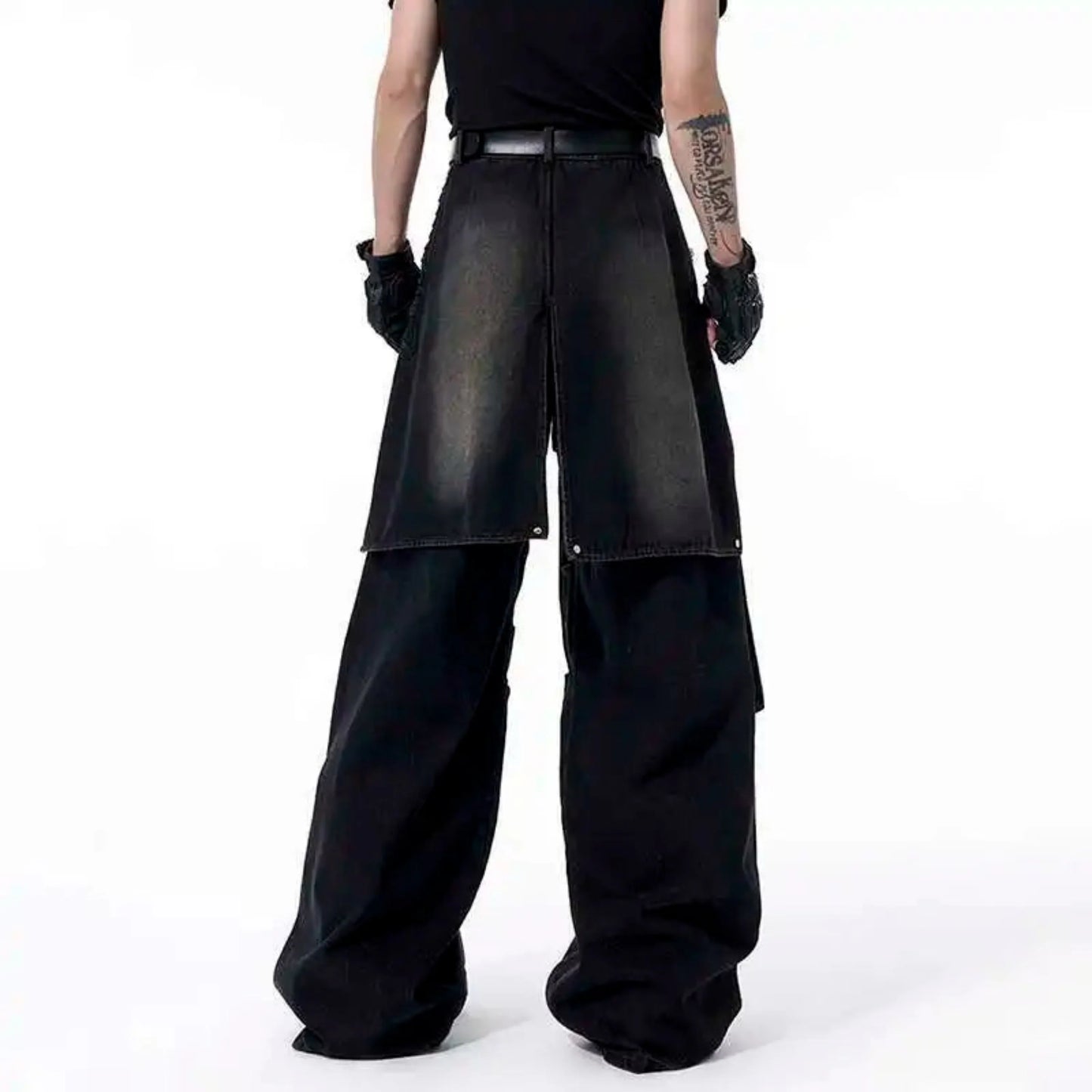 Men's Deconstructed Studded Jeans
