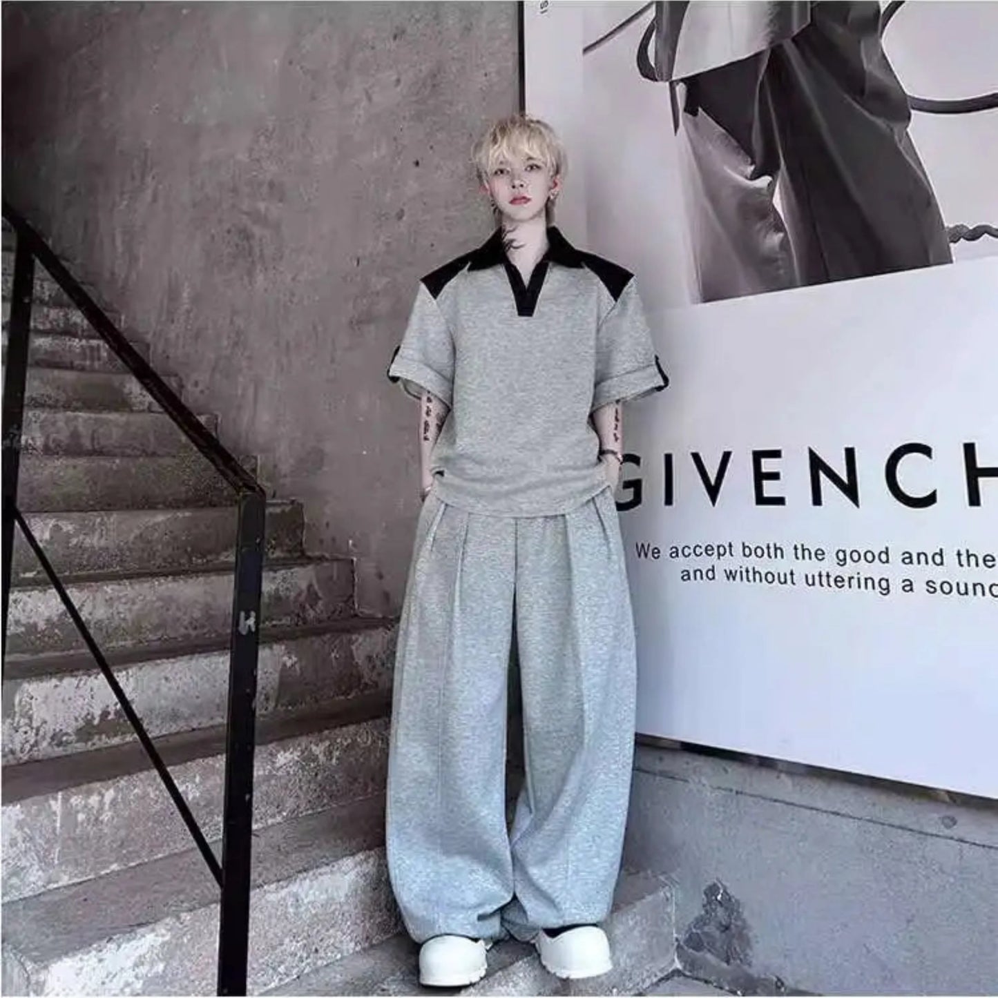 Men's Cotton Wide Leg Pant Set