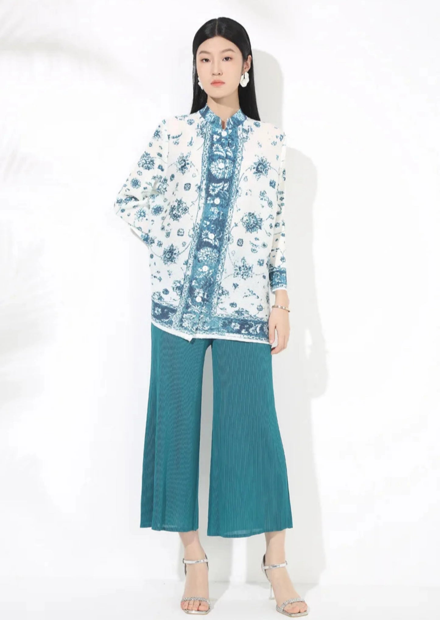 Tailored Fit Pleated Palazzo Pant Set