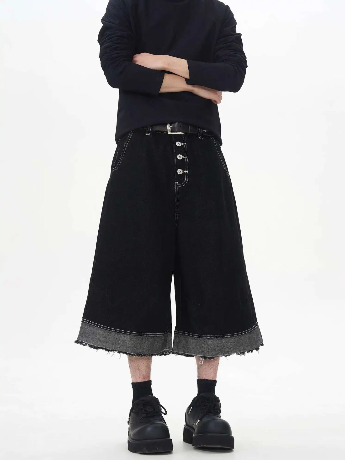 Men's Japanese Denim Wide-Leg Culottes