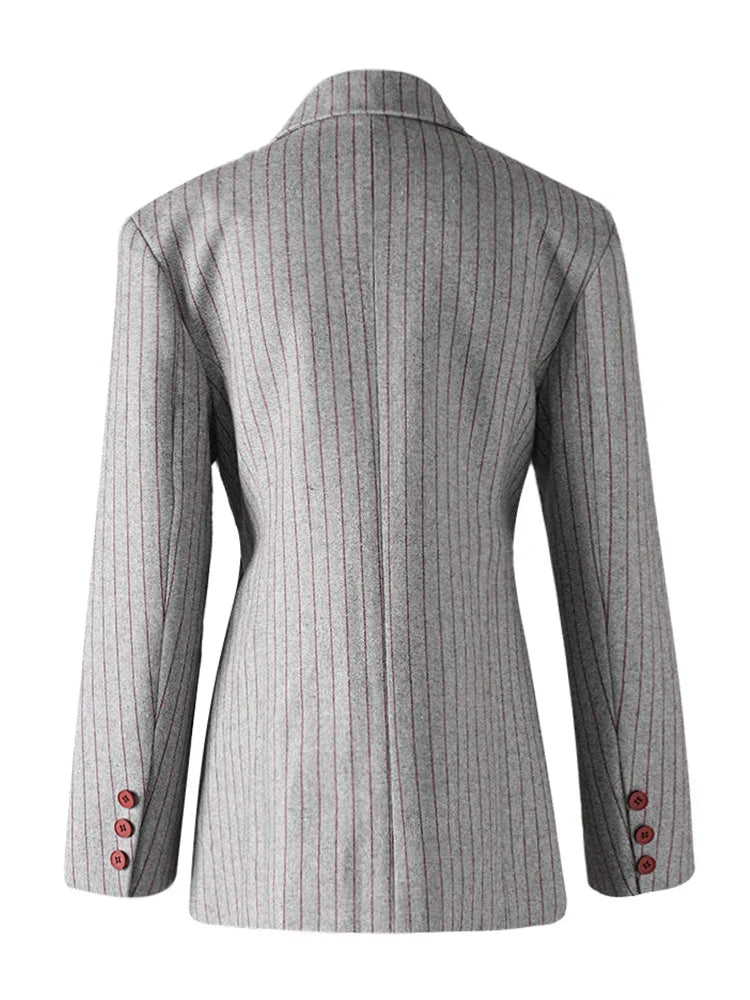 Asymmetric Pinstripe Blazer - Gray Tailored Fit