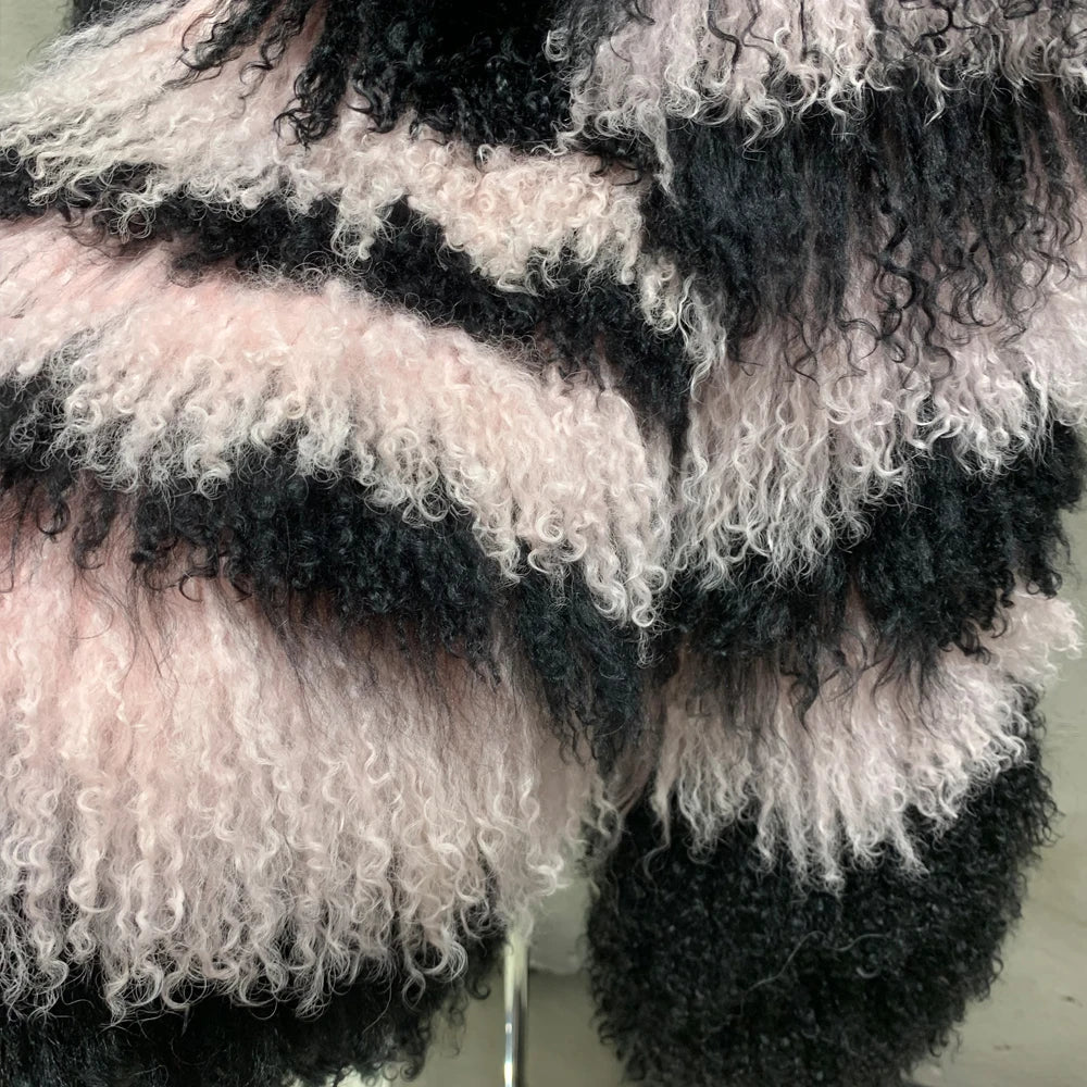 Couture Mongolian Curly Shearling Coat