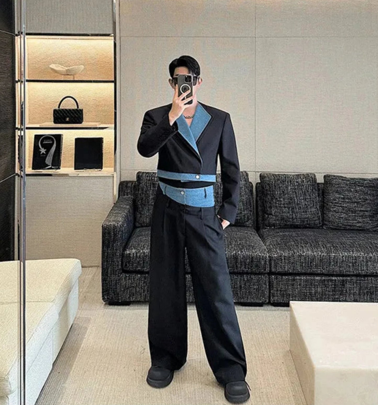 Men's 2-Piece Classic Denim Cropped Jacket & Pants Set